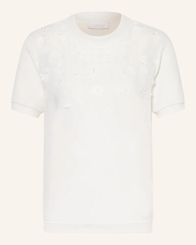 Rich&Royal T-Shirt im Materialmix Creme