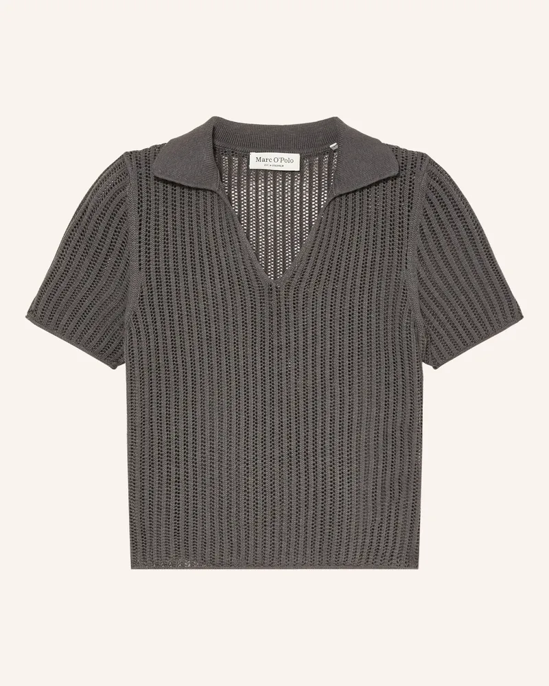 Marc O'Polo Strick-Poloshirt grau Dunkelgrau