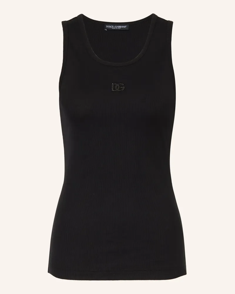 Dolce & Gabbana Top Mit Schmucksteinen schwarz Schwarz