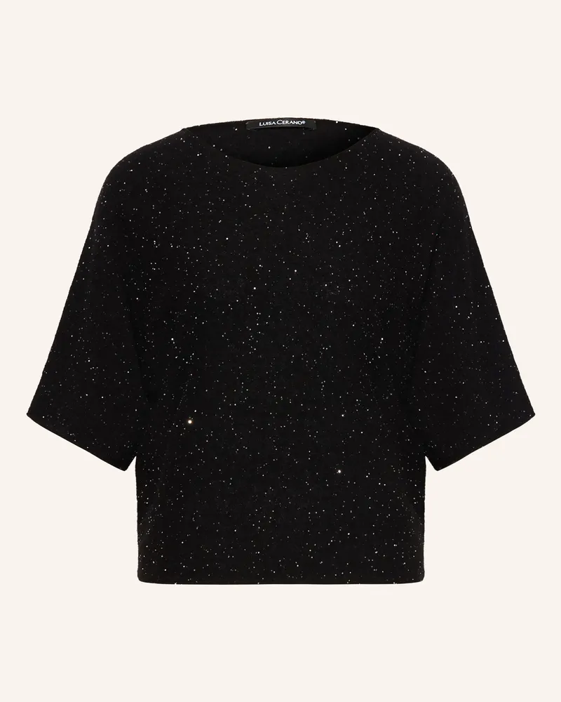 Luisa Cerano Strickshirt Mit Pailletten schwarz Schwarz