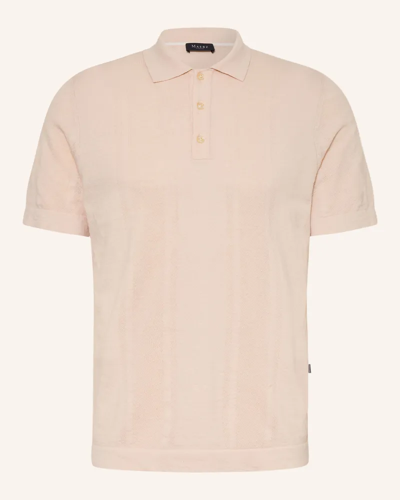 Maerz Strick-Poloshirt Mit Leinen beige Hellbraun