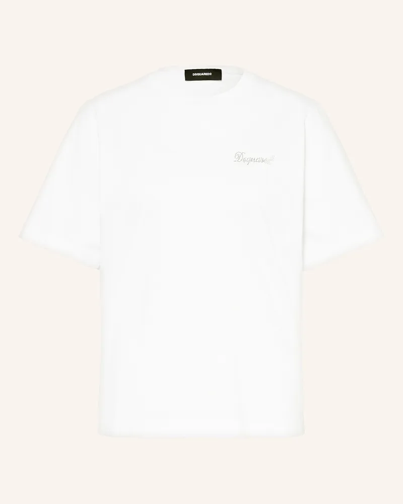 Dsquared2 T-Shirt mit Schmucksteinen Weiss