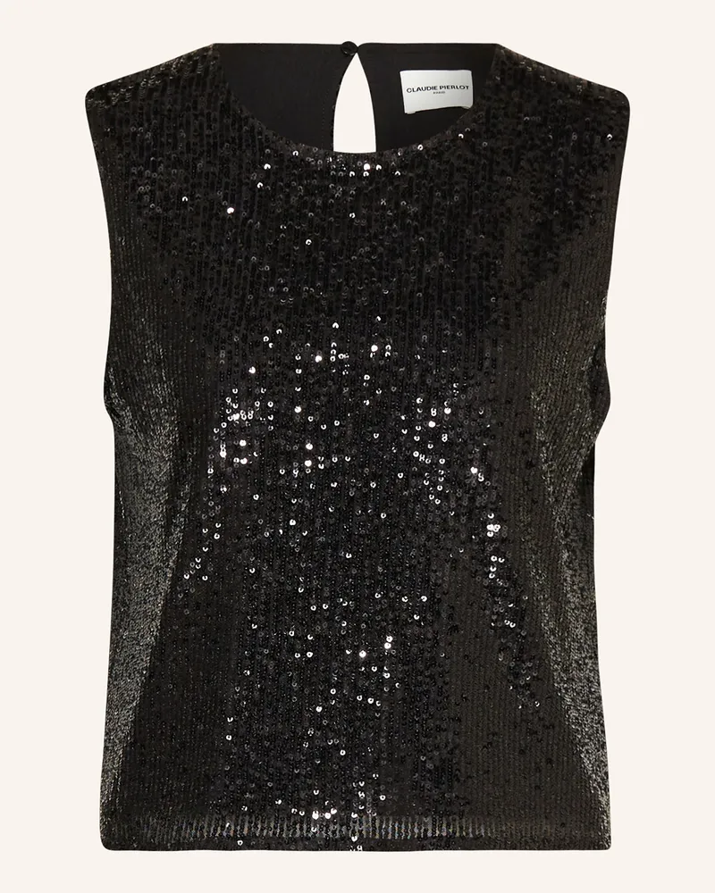 Claudie Pierlot Blusentop mit Pailletten Schwarz