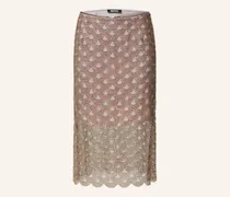 Mesh-Rock Mit Schmuckperlen beige