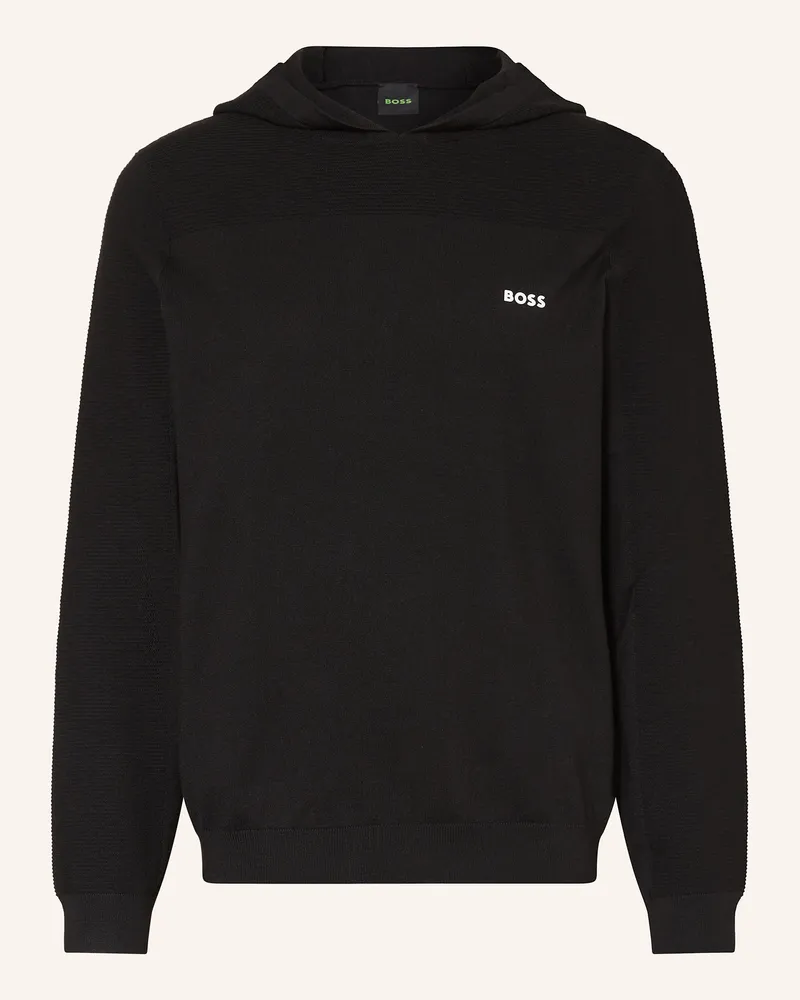 HUGO BOSS Strick-Hoodie MOMENTUM Schwarz