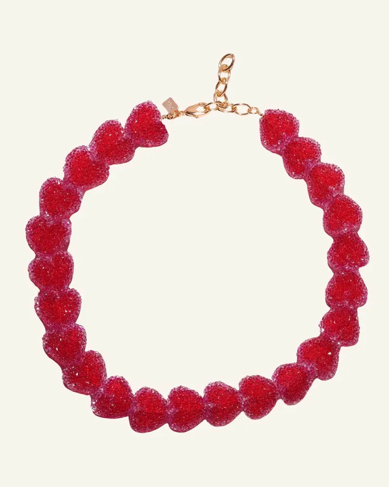 CRYSTAL HAZE Halsketten Jelly Heart Rouge By Glambou gold Gold