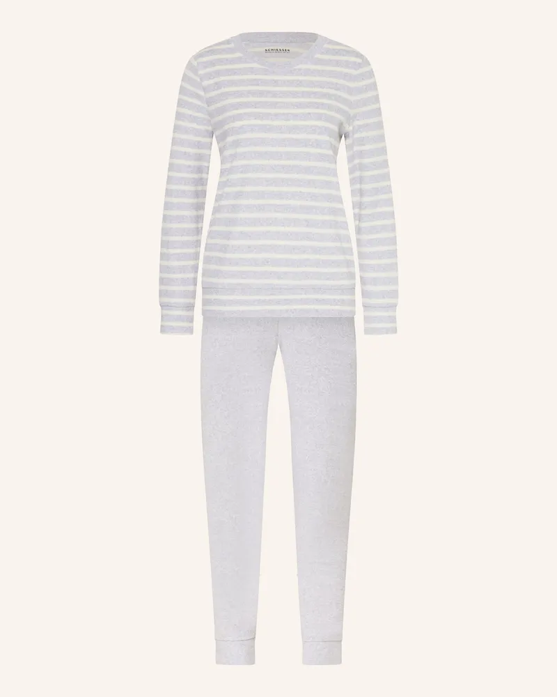 Schiesser Schlafanzug Casual Essentials Aus Frottee grau Hellgrau