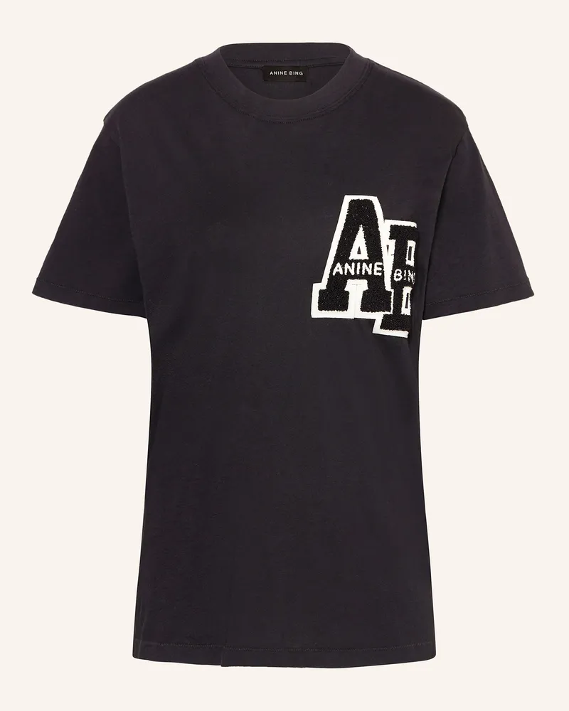 Anine Bing T-Shirt LETTERMANN Schwarz