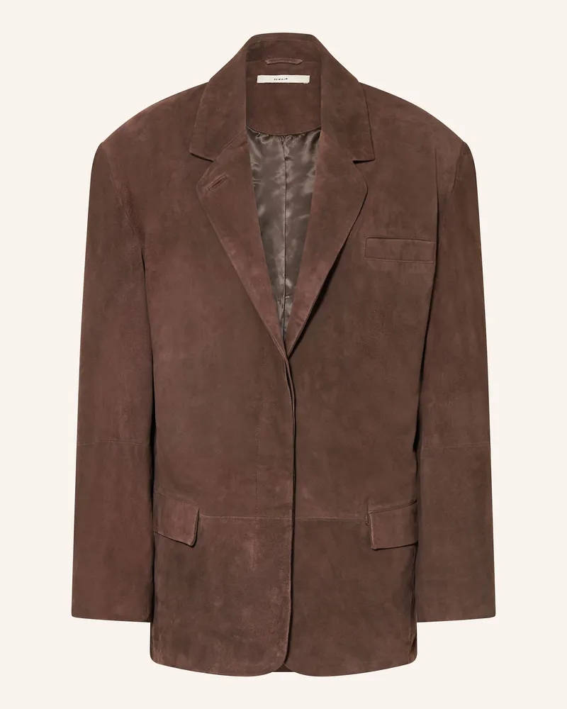 REMAIN Lederblazer Dunkelbraun