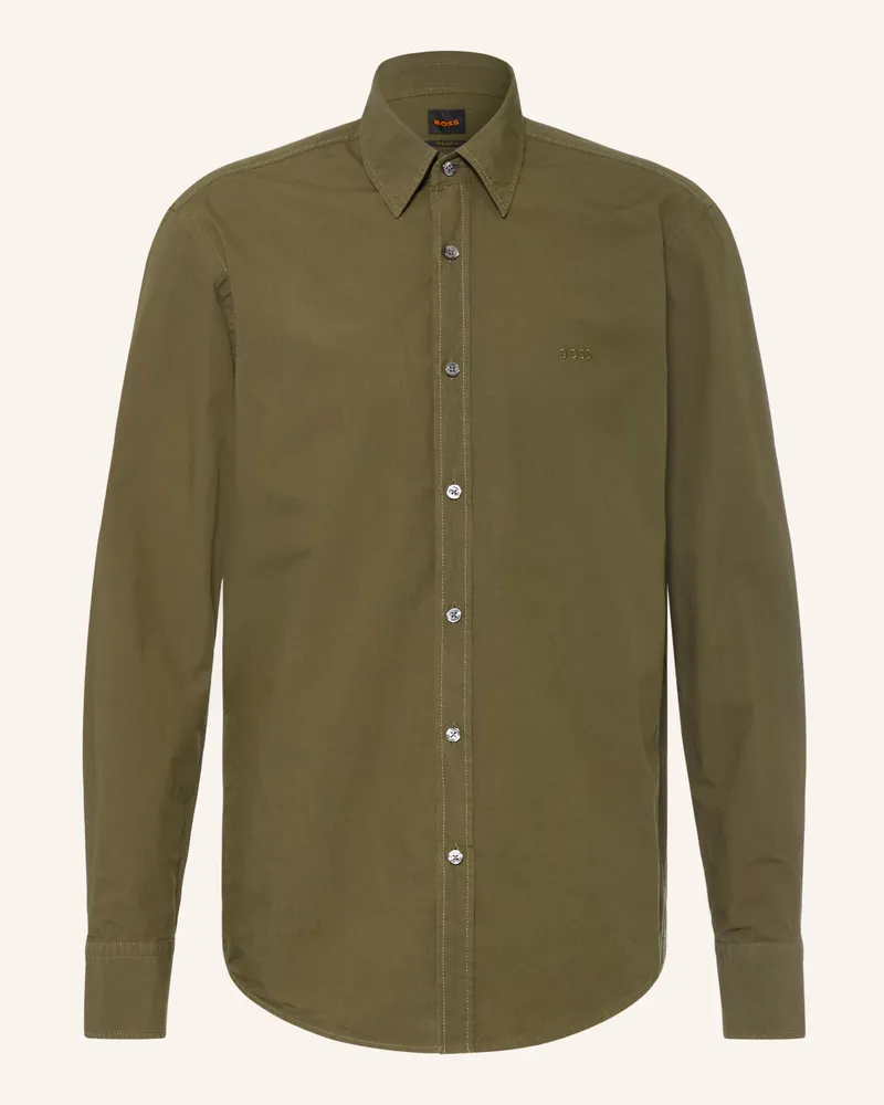 HUGO BOSS Hemd Relegant Regular Fit gruen Oliv