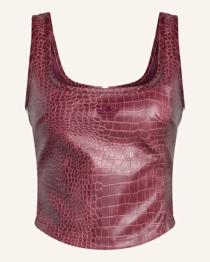 adidas Top in Lederoptik Dunkelrot