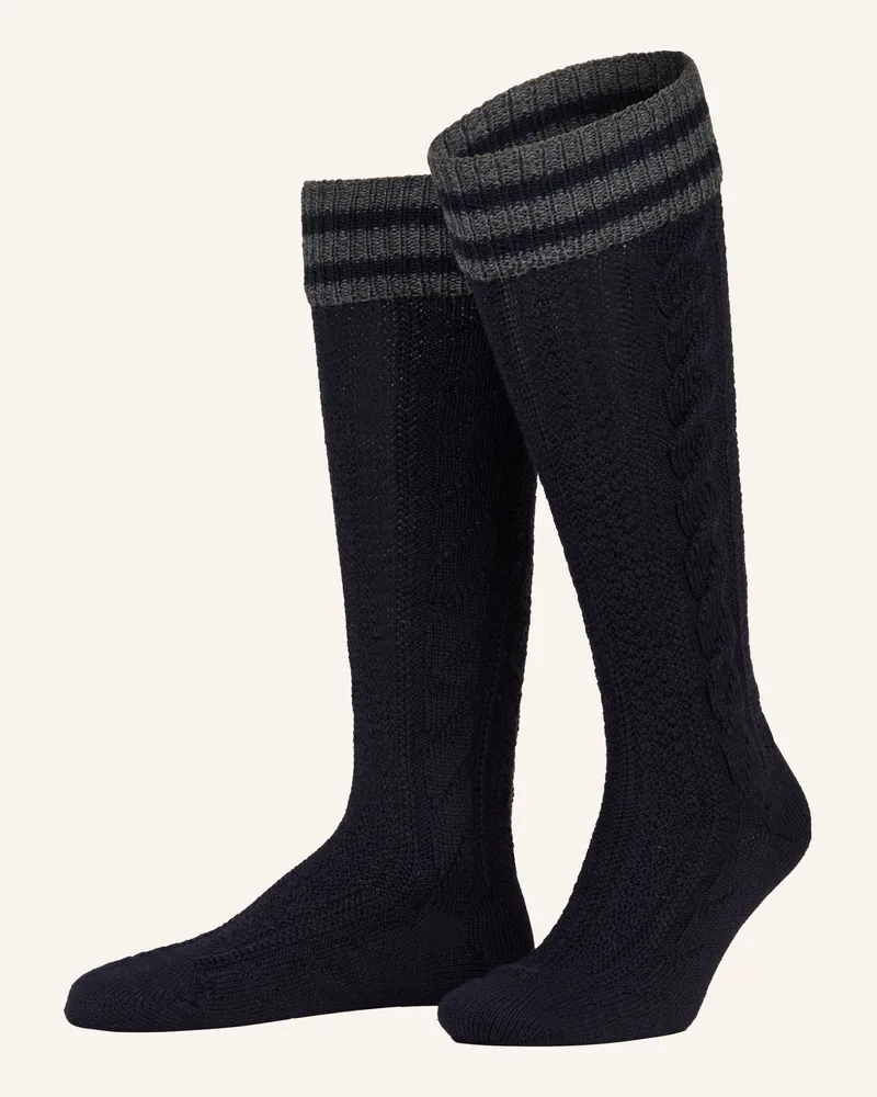 Lusana Trachten-Kniestrümpfe blau 0652