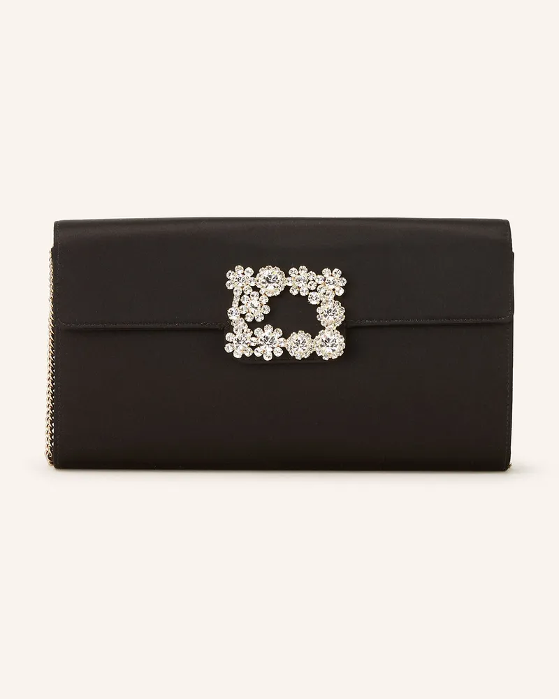 Roger Vivier Clutch mit Schmucksteinen Schwarz