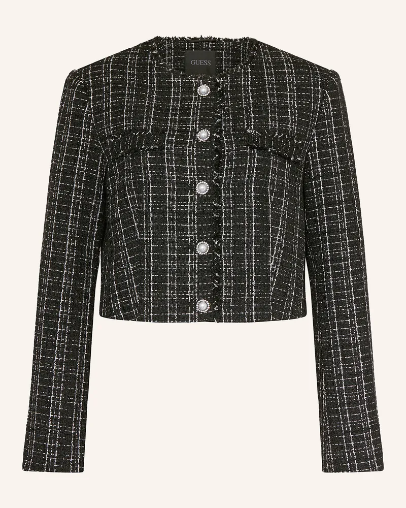 Guess Tweed-Jacke SANDRA mit Glitzergarn Schwarz
