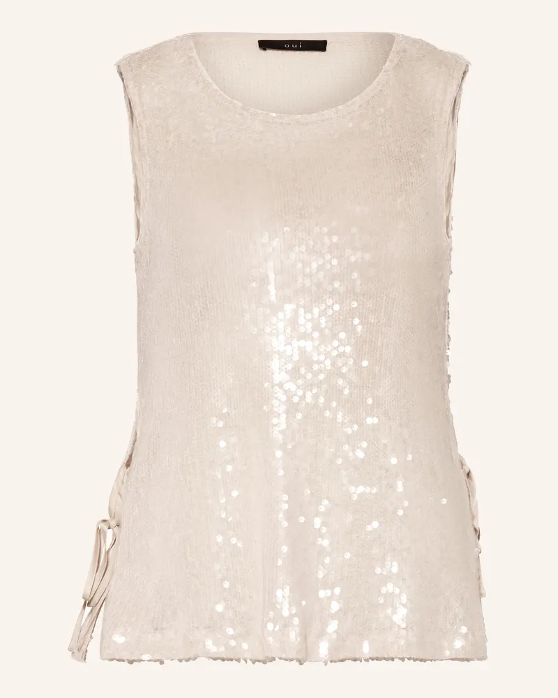 Oui  Top mit Pailletten Creme
