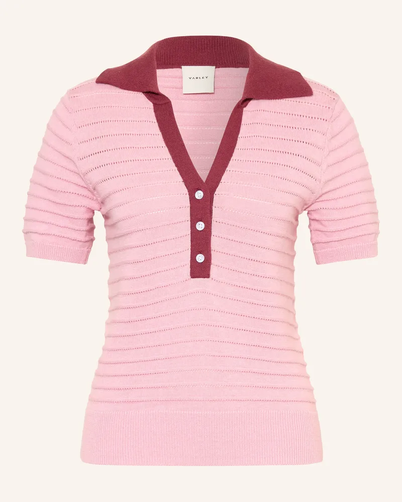 Varley Strick-Poloshirt Wren pink Rosa