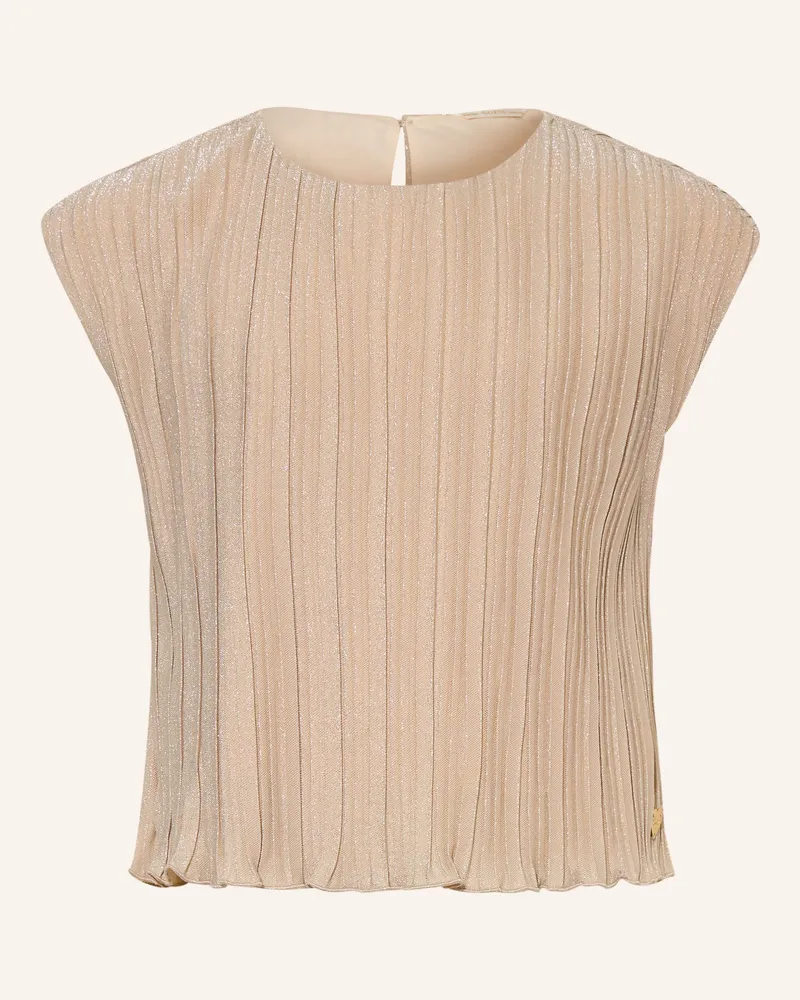 Guess Plisseetop mit Glitzergarn Beige