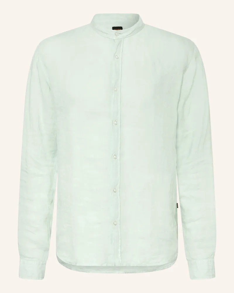 HUGO BOSS Leinenhemd Race Regular Fit blau Türkis