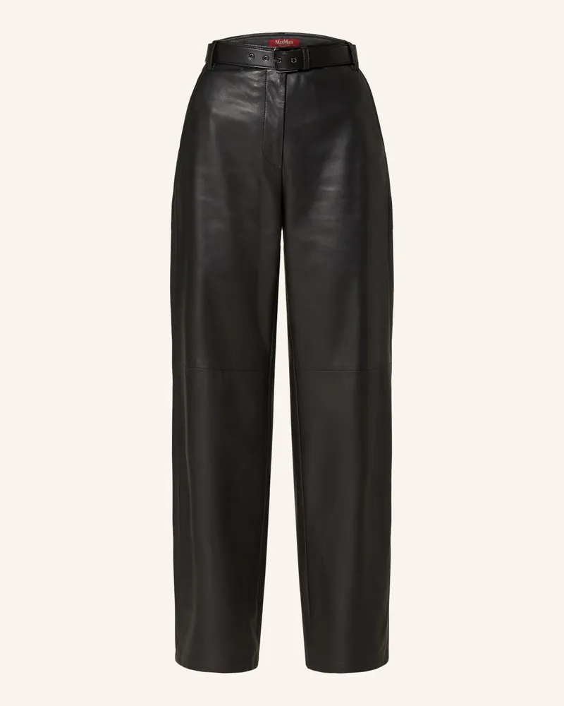 Max Mara Lederhose ZANTE Schwarz