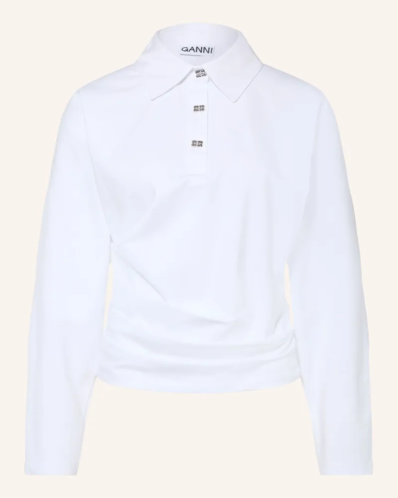 Ganni Jersey-Poloshirt weiss Weiss