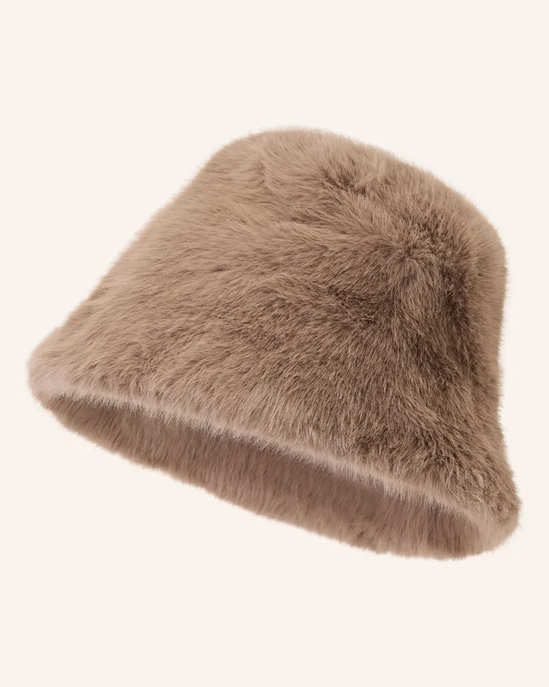 Mrs & HUGS Bucket-Hat Mimi Aus Kunstfell beige Camel