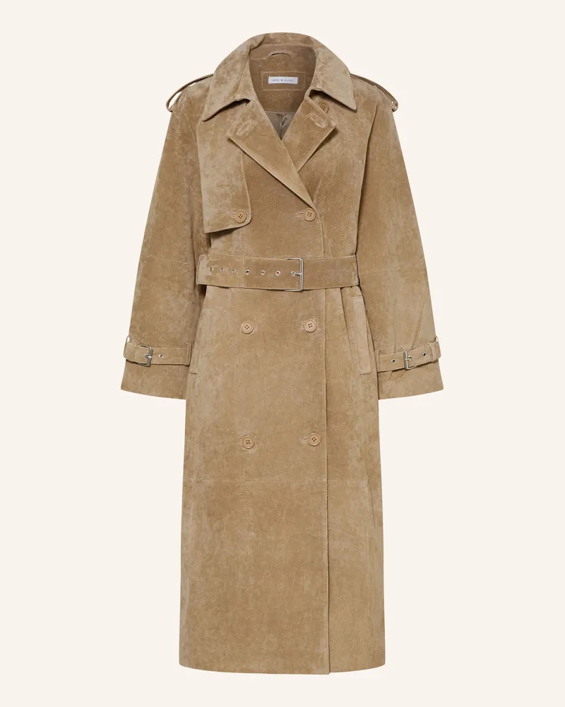 Mrs & HUGS Ledermantel beige Beige