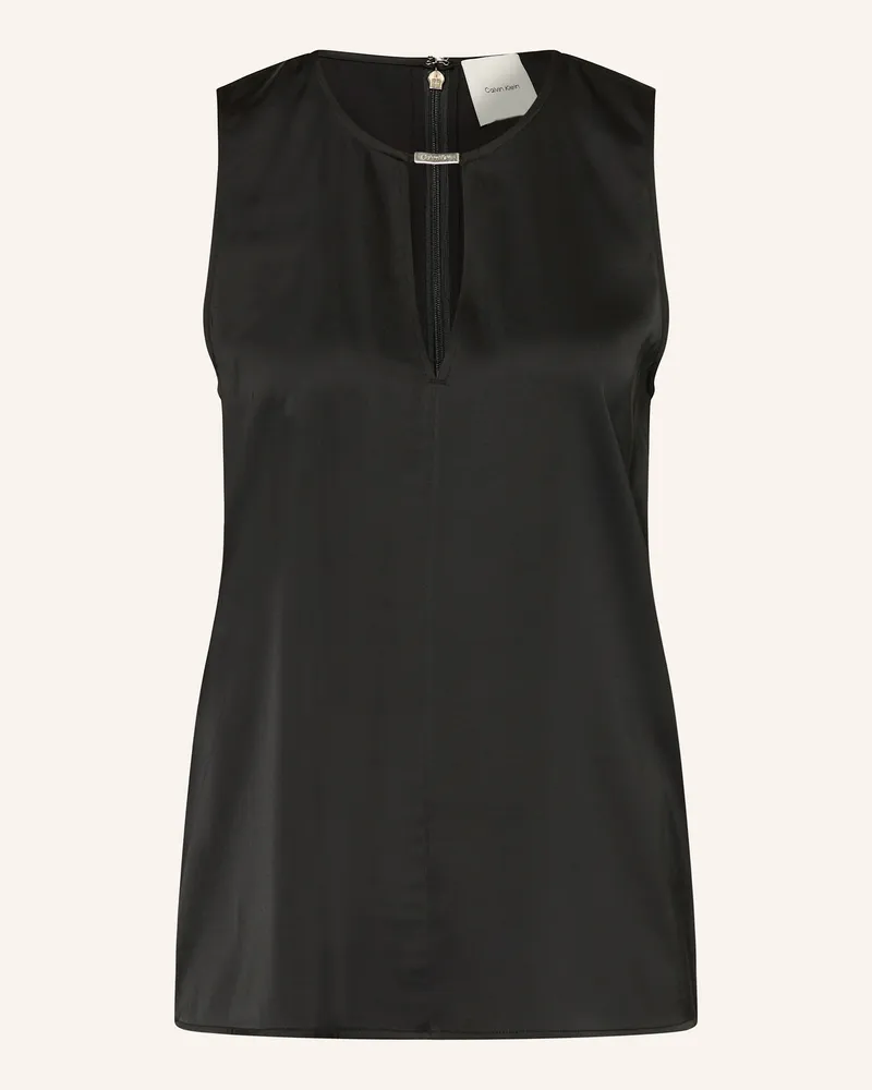 Calvin Klein Blusentop aus Satin mit Cut-out Schwarz