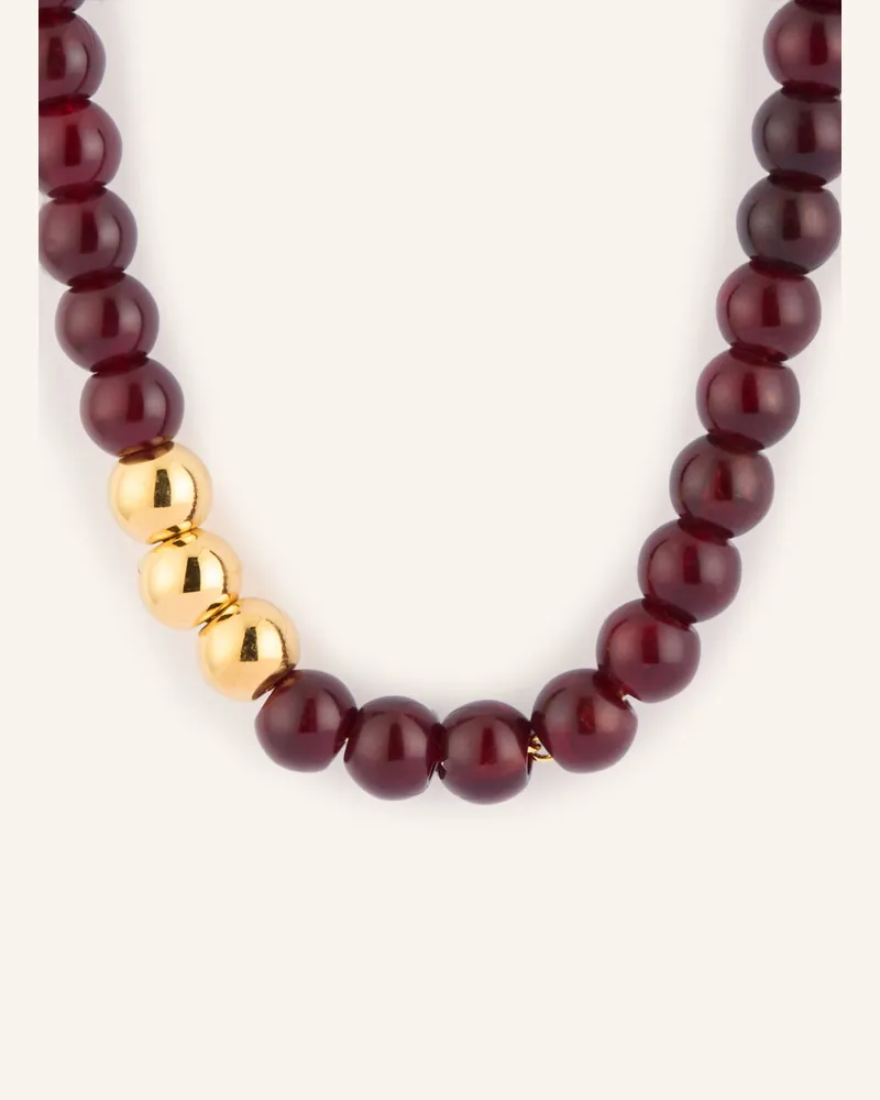 Vanessa Baroni Halskette Mini Beads rot Gold