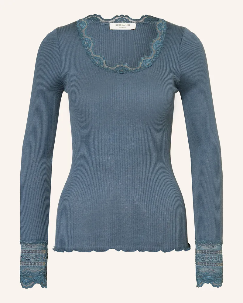 Rosemunde Longsleeve Benita Aus Seide Mit Spitze blau Blau