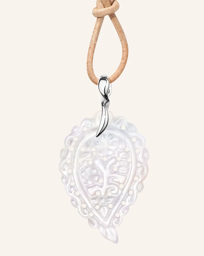 TAMARA COMOLLI Anhänger PENDANT INDIA MEDIUM MOTHER OF PEARL WHITE aus 18 Karat Weißgold und Perlmutt Weissgold