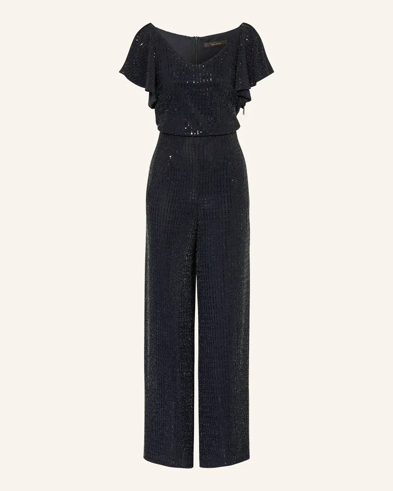 Vera Mont Jumpsuit mit Volants und Pailletten Dunkelblau