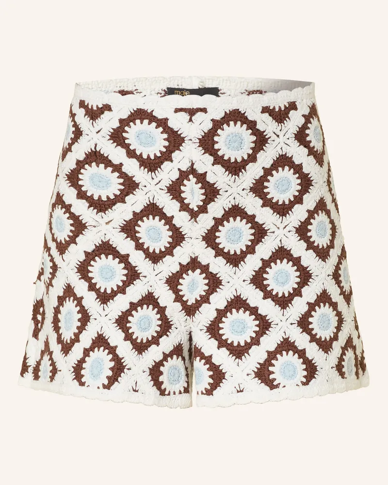 Maje Häkelshorts braun Weiss
