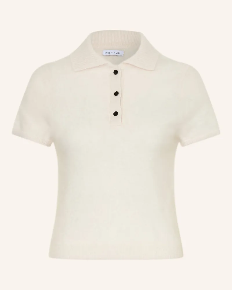 Mrs & HUGS Strick-Poloshirt Aus Cashmere weiss Creme