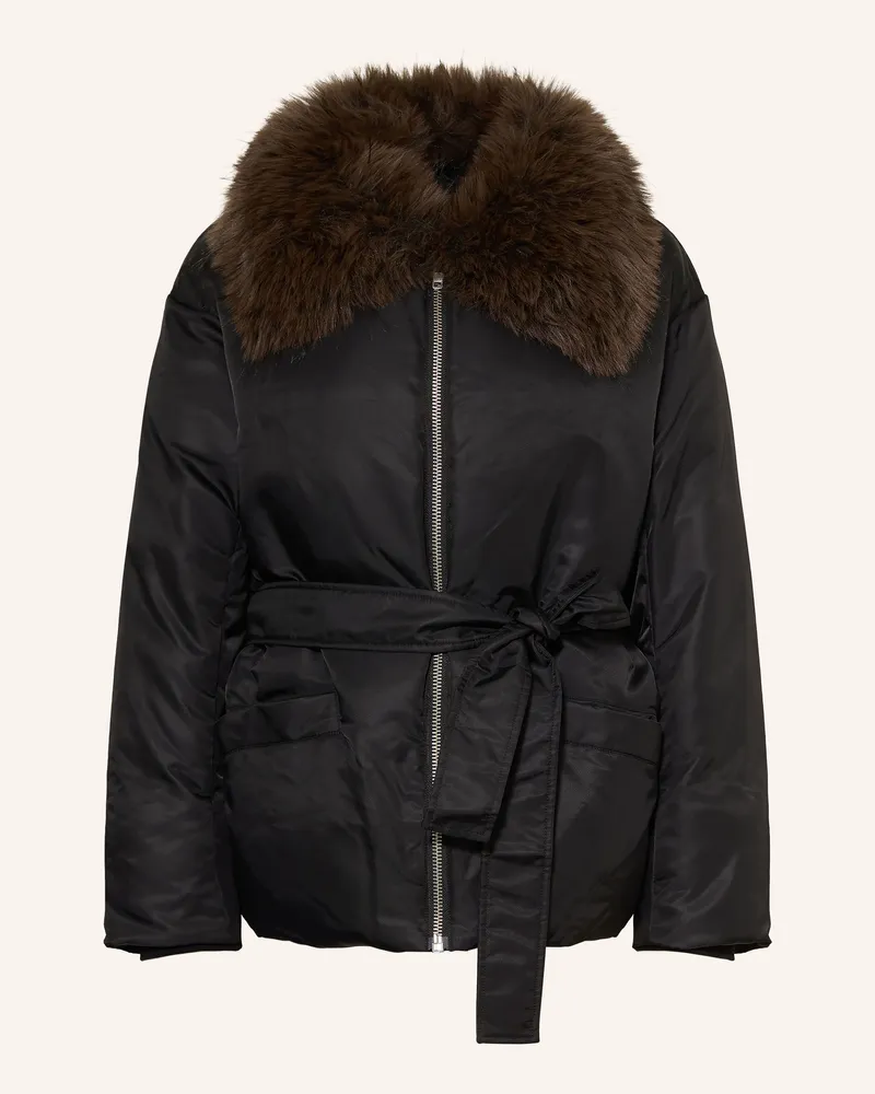 STAND Blouson Celeste Mit Abnehmbarem Kunstfell-Kragen schwarz Schwarz