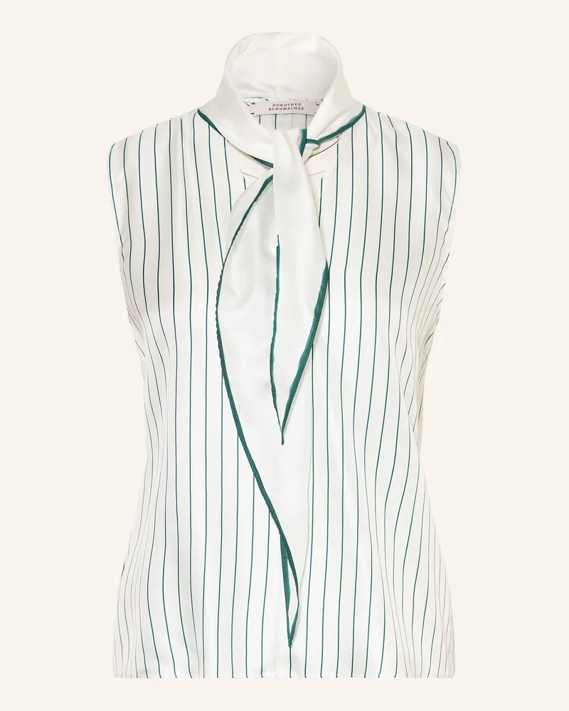 Dorothee Schumacher Seidentop Stripes With A Twist Mit Schluppe gruen Ecru