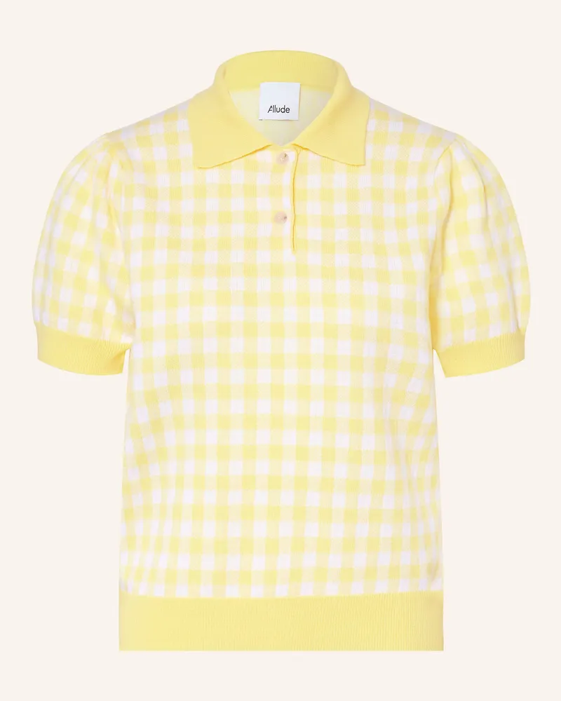 ALLUDE Strick-Poloshirt mit Cashmere Hellgelb