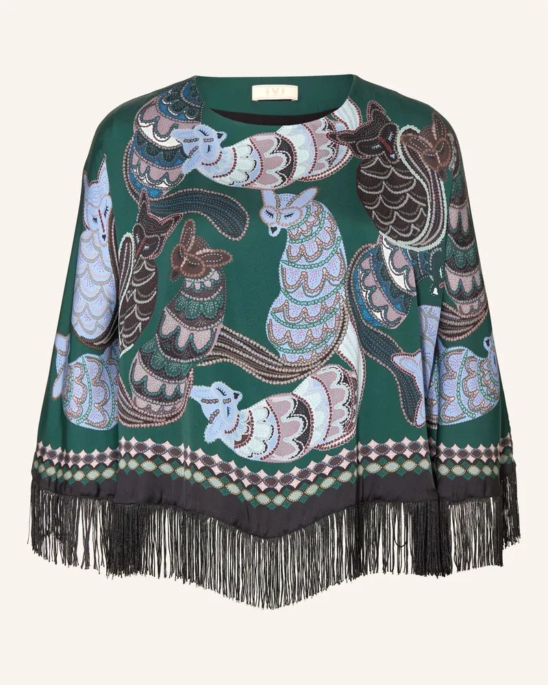 IVI Collection Poncho Mit Seide gruen Grün