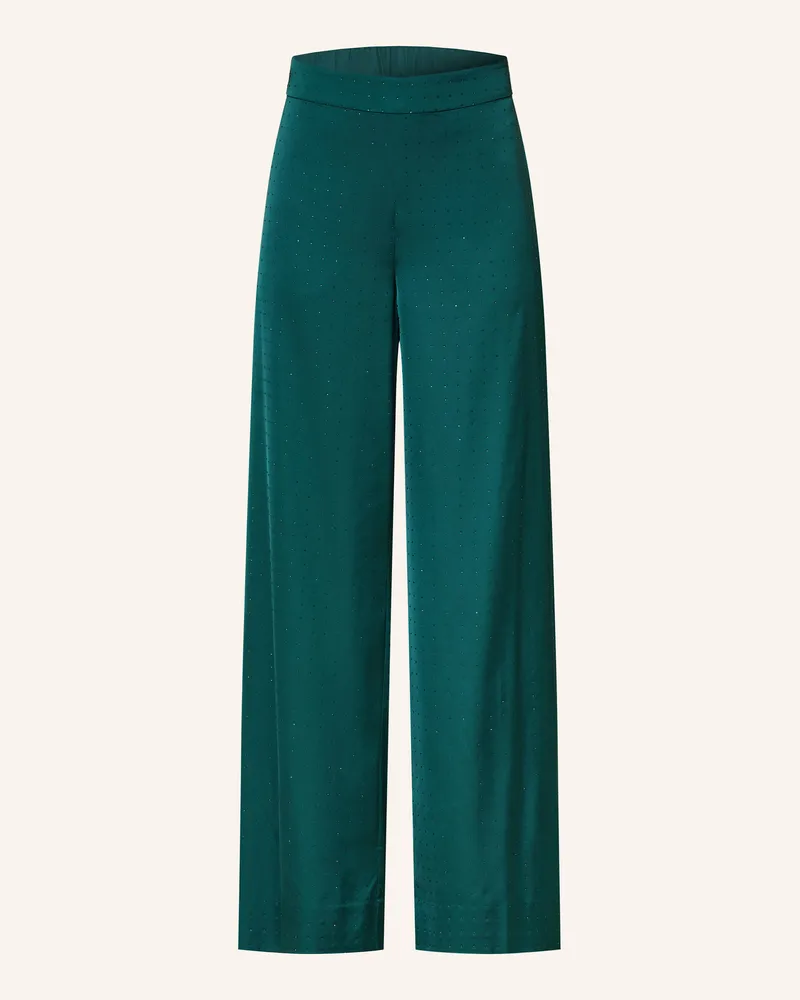 HUGO BOSS Satinhose HASELA mit Schmucksteinen Dunkelgrün