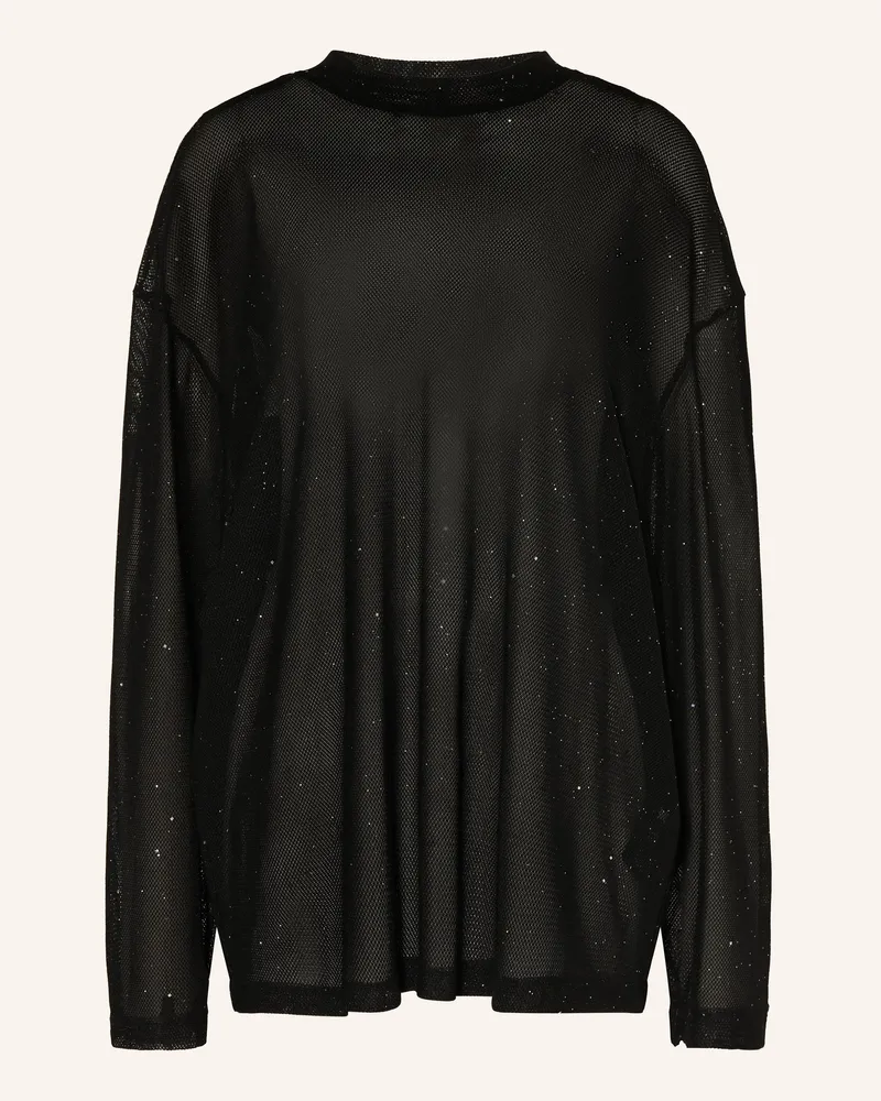 Karo Kauer Oversized-Longsleeve aus Mesh Schwarz