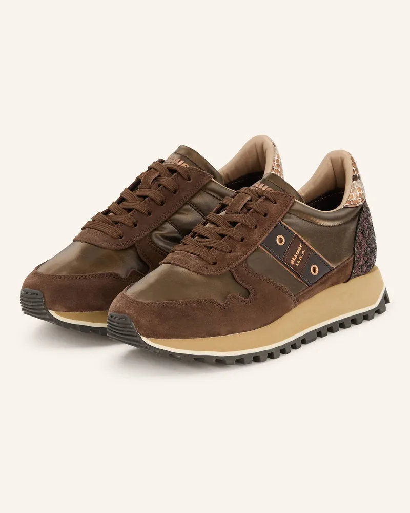 Blauer Sneaker MILLEN03 mit Pailletten Dunkelbraun