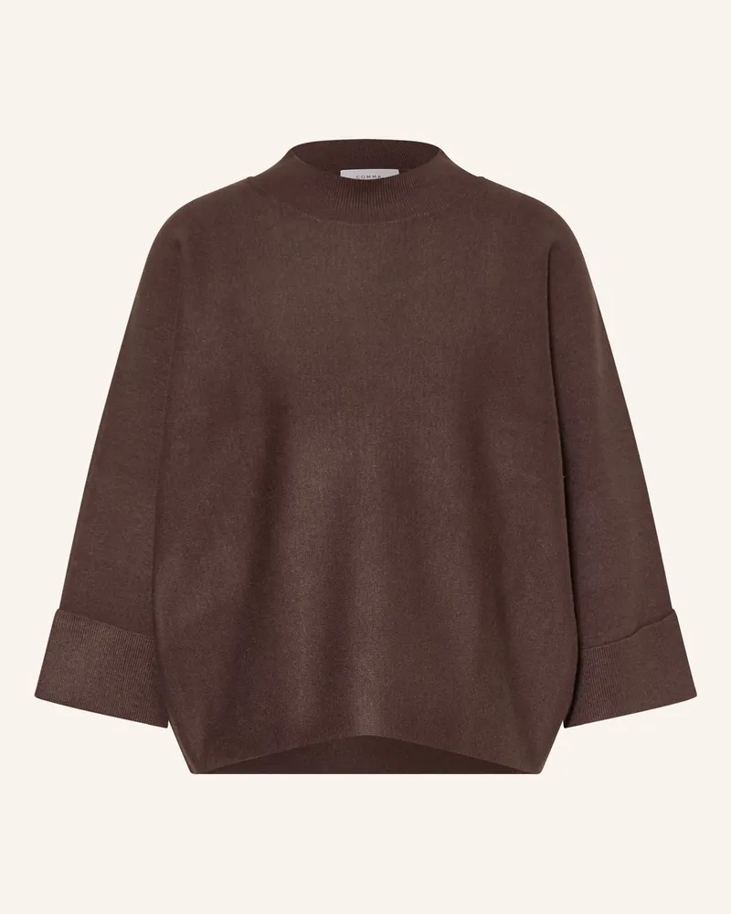 COMMA Oversized-Pullover mit 3/4-Arm Dunkelbraun