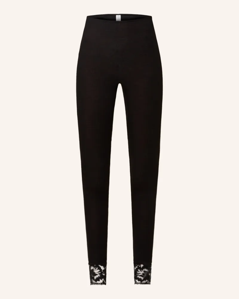 Mey Leggings Serie WOOL LOVE aus Merinowolle mit Seide Schwarz