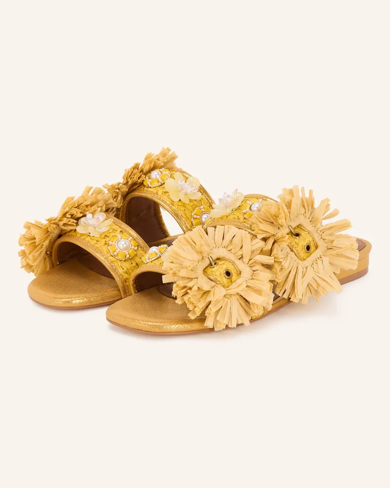 Kurt Geiger Mules Mit Schmuckperlen gelb Gold