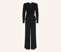 Jumpsuit in Wickeloptik mit Glitzergarn und Volants