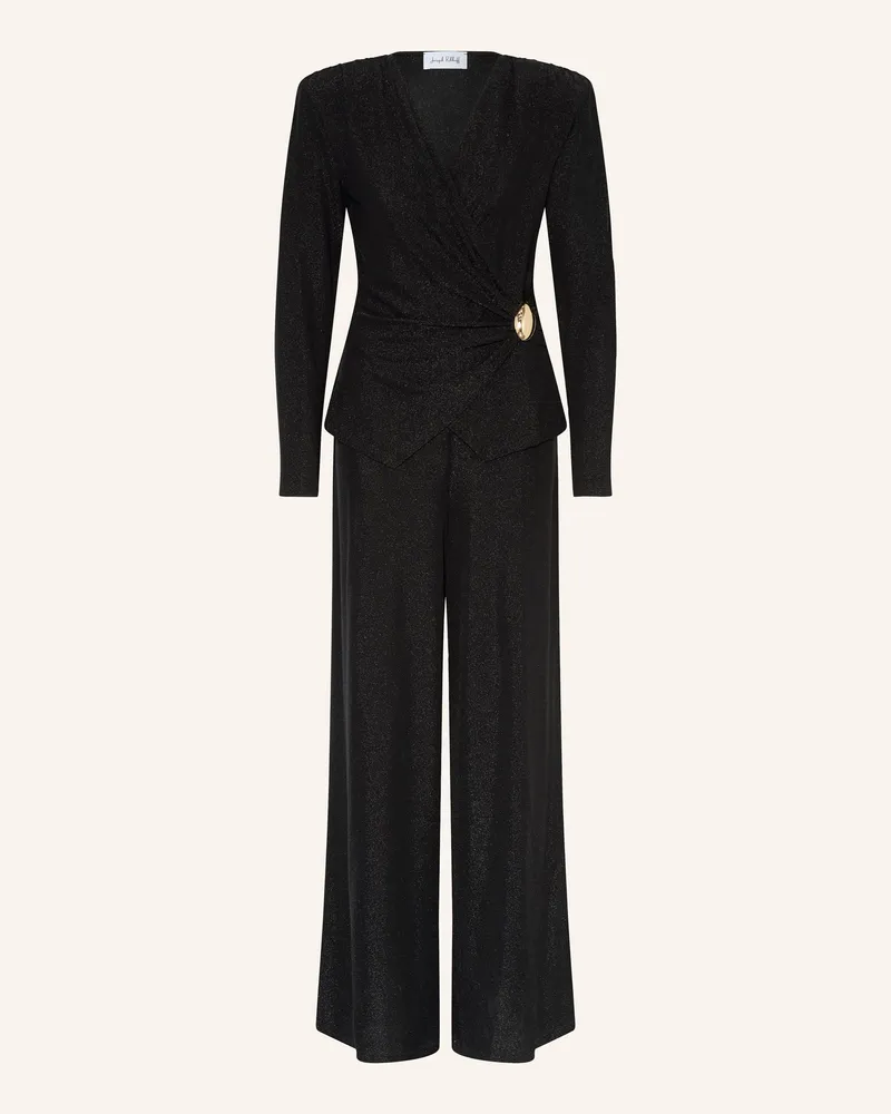 Joseph Ribkoff Jumpsuit in Wickeloptik mit Glitzergarn und Volants Schwarz
