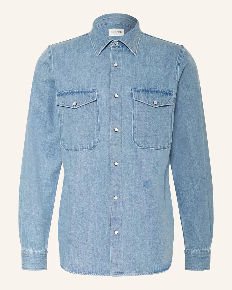 Closed Jeanshemd Army Relaxed Fit blau Hellblau