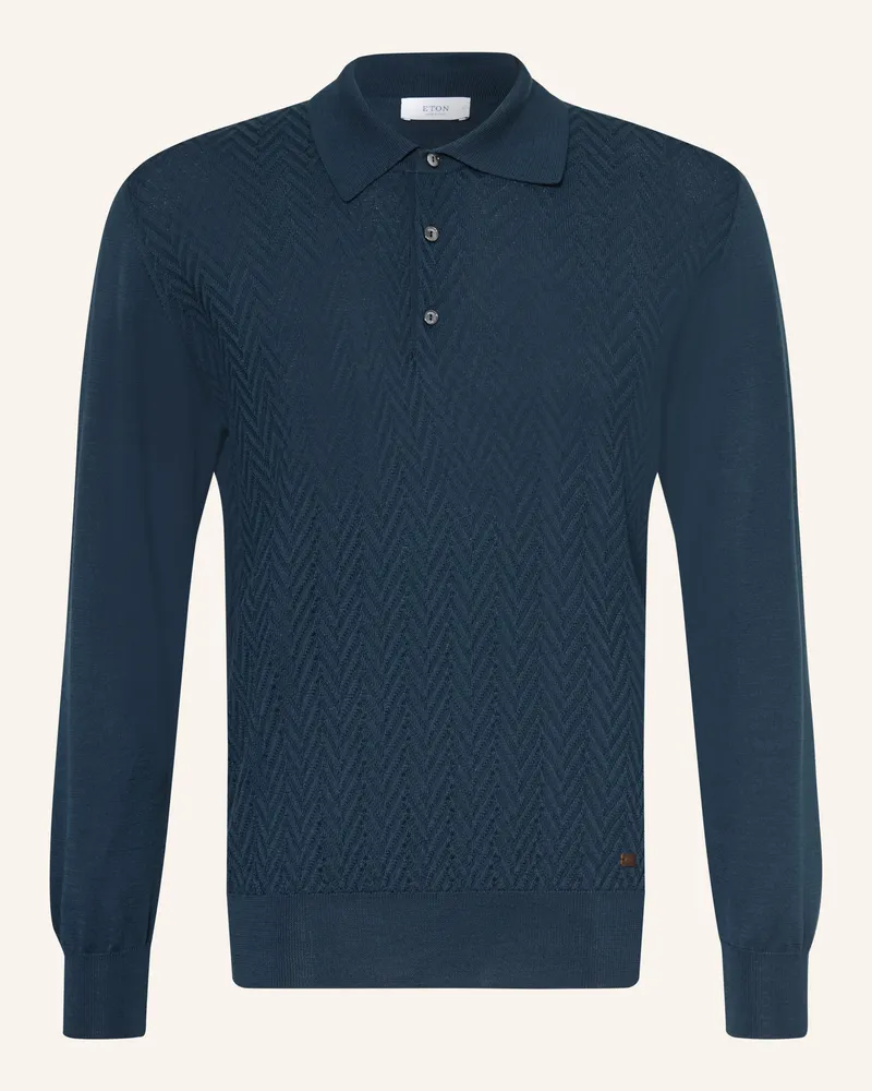 Eton Strick-Poloshirt blau Dunkelblau