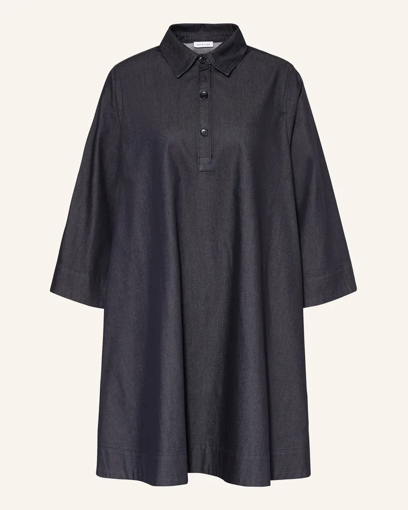 Mrs & HUGS Hemdblusenkleid In Jeansoptik blau Dunkelgrau