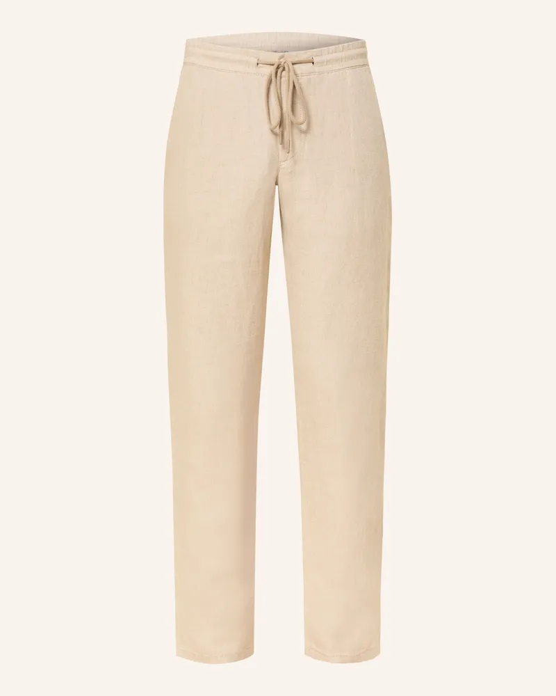 Alberto Leinenhose HOUSE im Jogging-Stil Tapered Fit Hellbraun