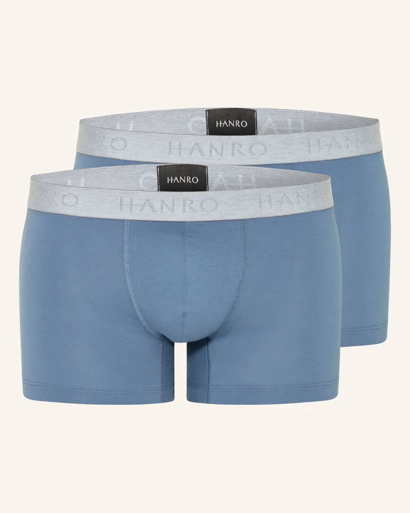 Hanro 2er-Pack Boxershorts Cotton Essentials grau Blaugrau